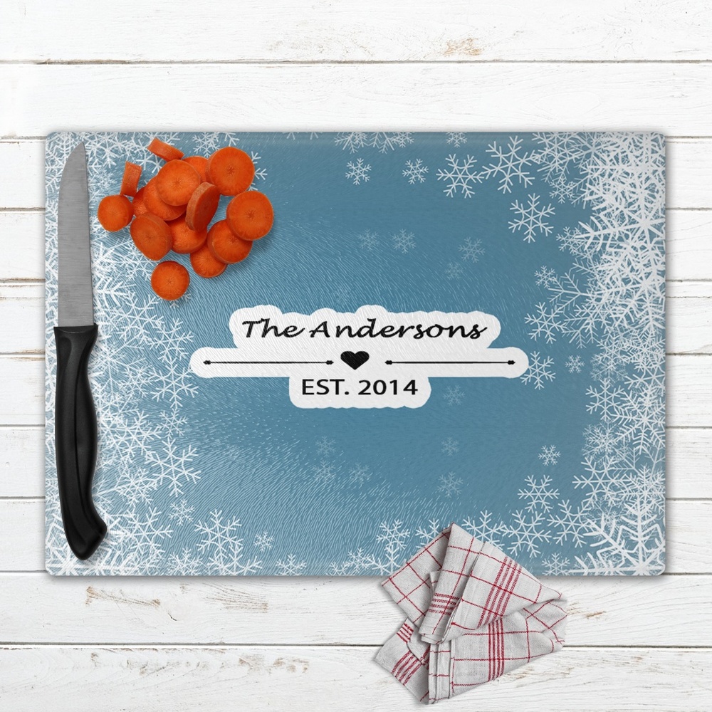 Personalized Holiday Glass Cutting Boards